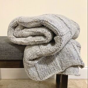 Handmade Cozy Light Gray Knit Blanket